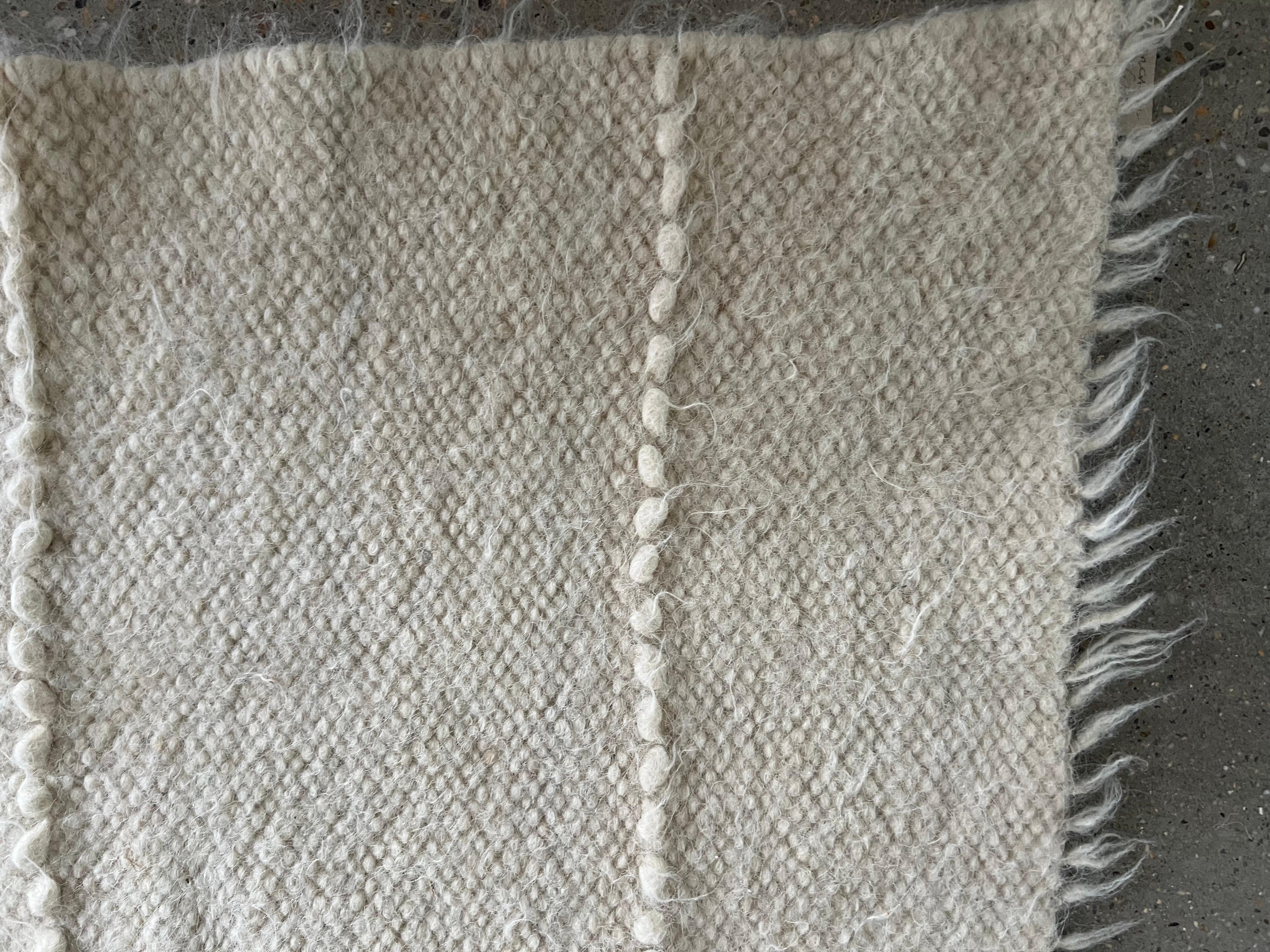 Hand-Knotted Organic Natural Sheep Wool Blanket  For Sale