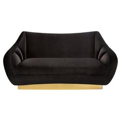 Organic nature-inspired onyx velvet brass Figueroa 2 seat sofa by InsidherLand
