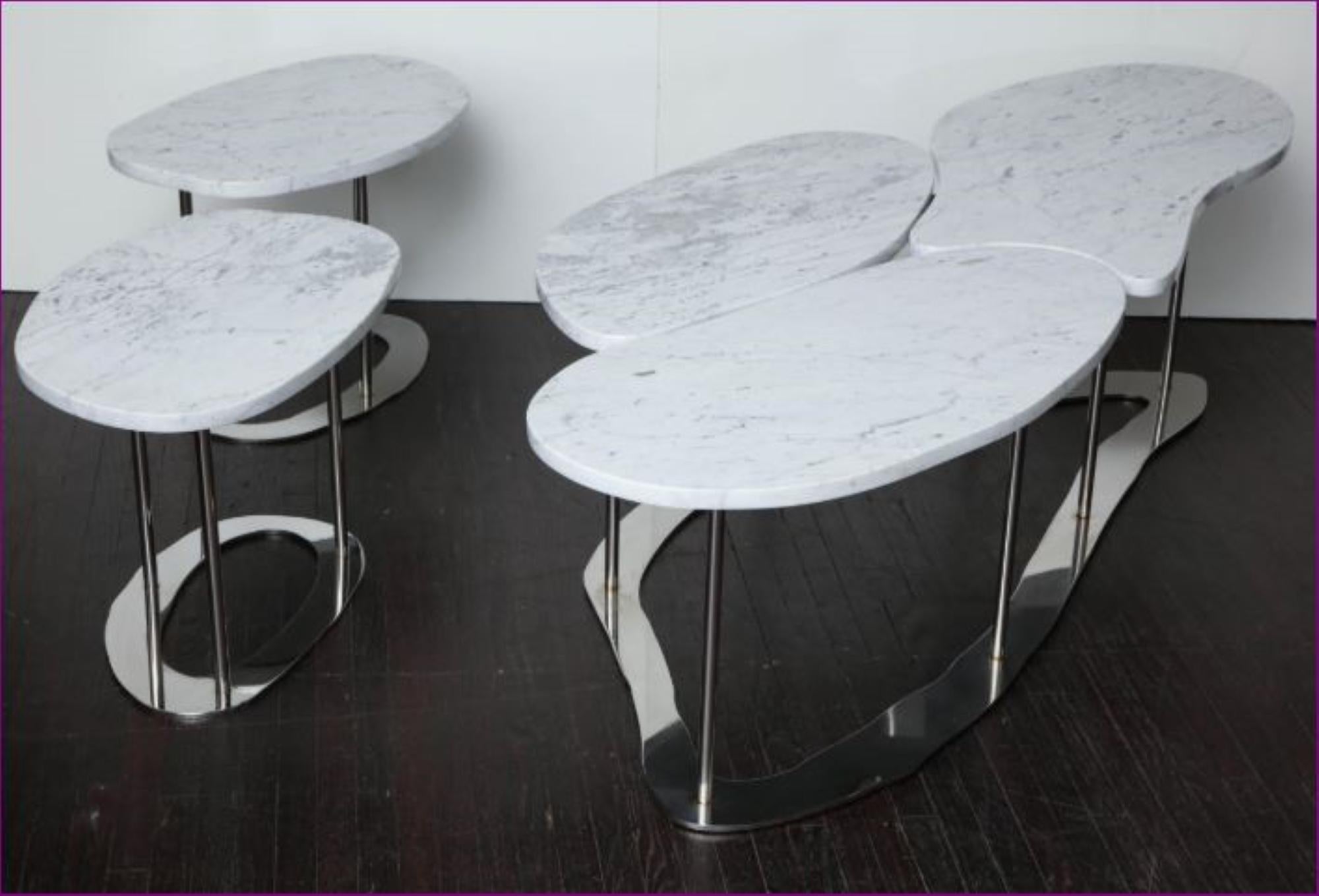 American Organic Nested Marble Cocktail Table For Sale