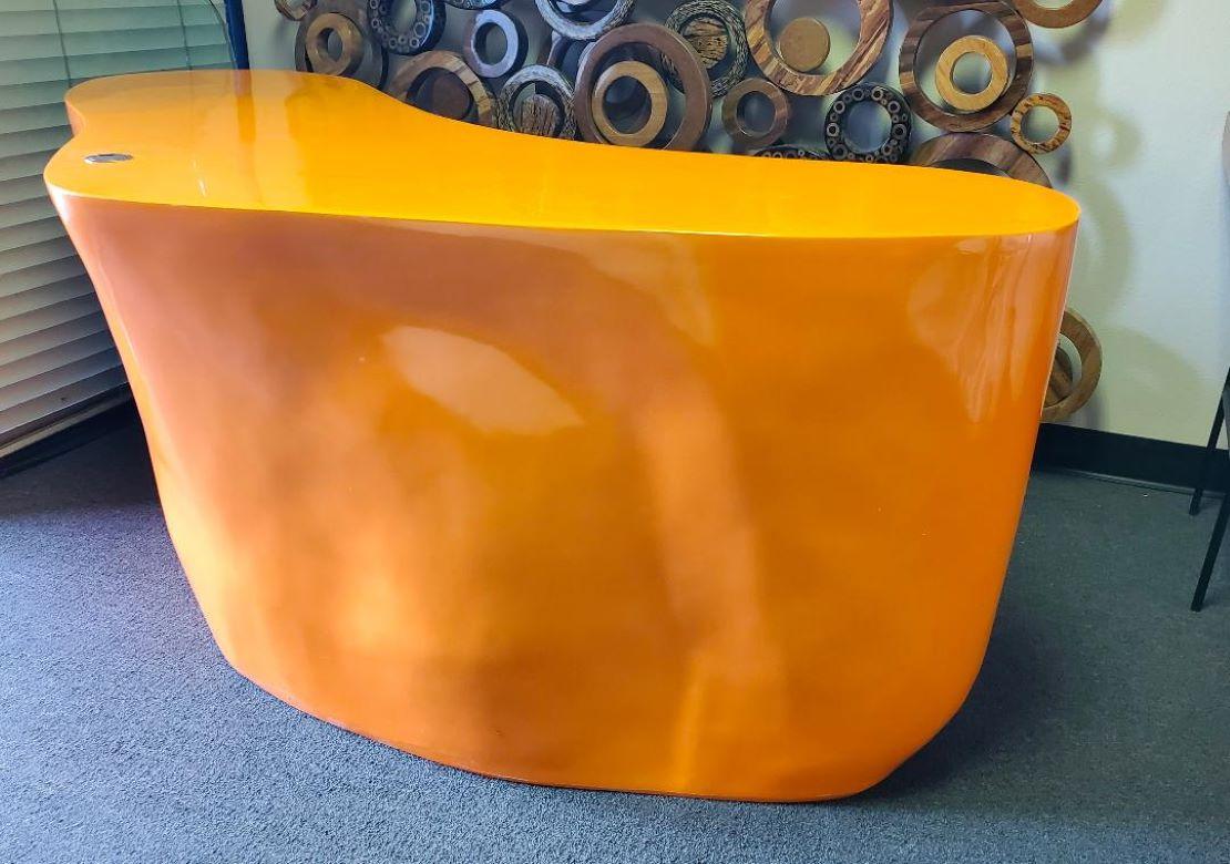Mid-Century Modern Organic Orange Fiberglass 