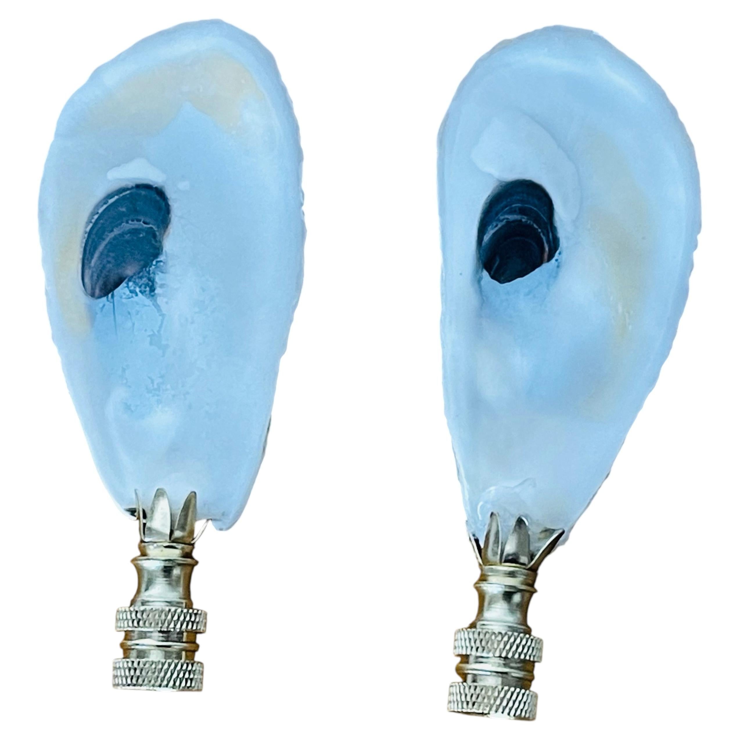 Organic Oyster Shells Pair of Lamp Finials
