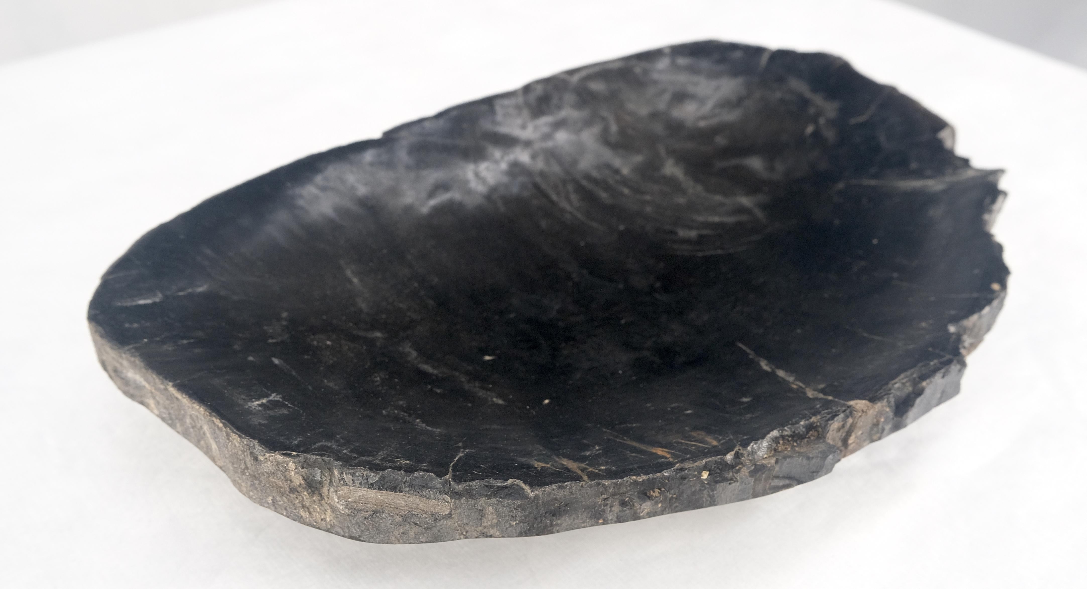 Legno pietrificato Vassoio organico di forma ovale in legno pietrificato nero e marrone, ciotola, piatto e posacenere in vendita