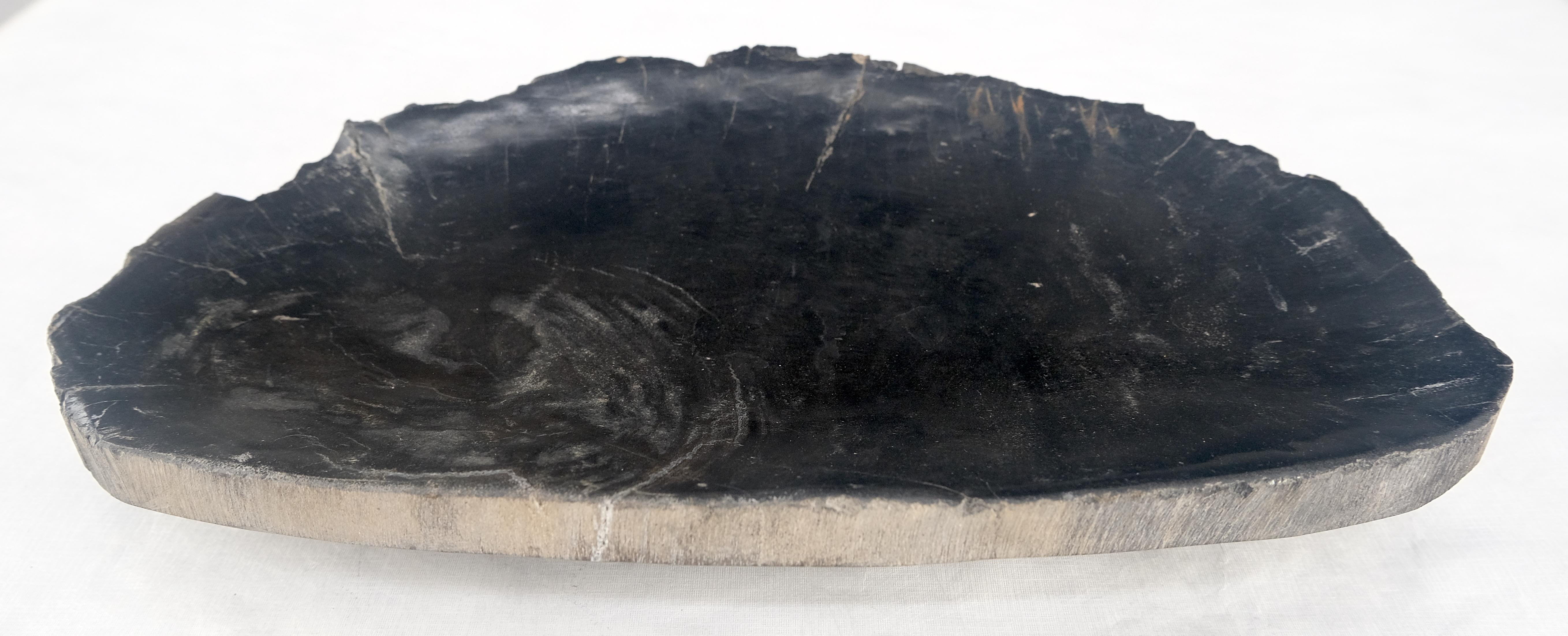 Vassoio organico di forma ovale in legno pietrificato nero e marrone, ciotola, piatto e posacenere in vendita 3