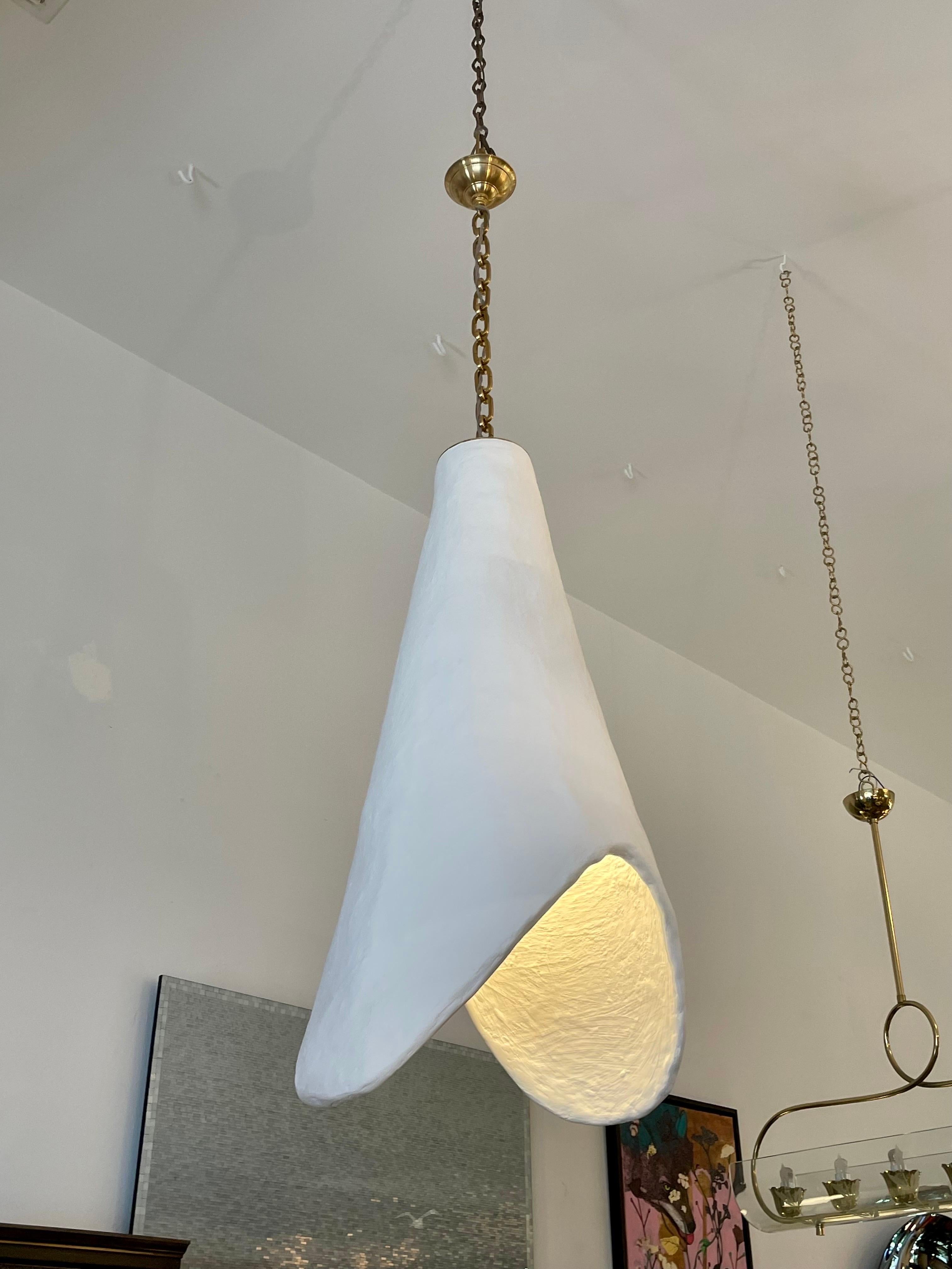 A wonderful French plaster conical oversized pendant light (Two available - priced individually)

Note: Height of plaster cone alone without chain is 36 inch.