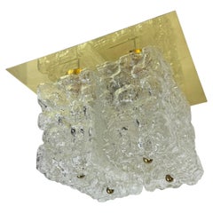 Plafón empotrable Limburg de latón y cubo de cristal con motivos orgánicos, años 70