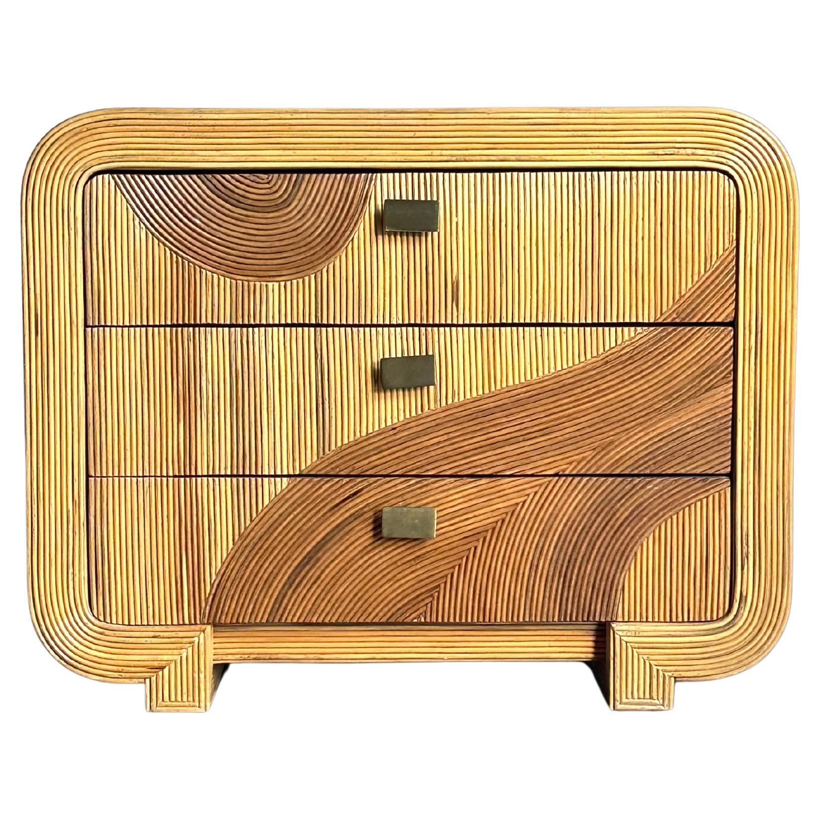 Organic Pencil Reed Bamboo Chest After Betty Cobonpue en vente