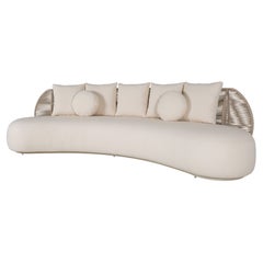 "Perlage" Organic Sofa Outdoor aus Bouclé-Aluminium und handgeflochtenem nautischem Seil