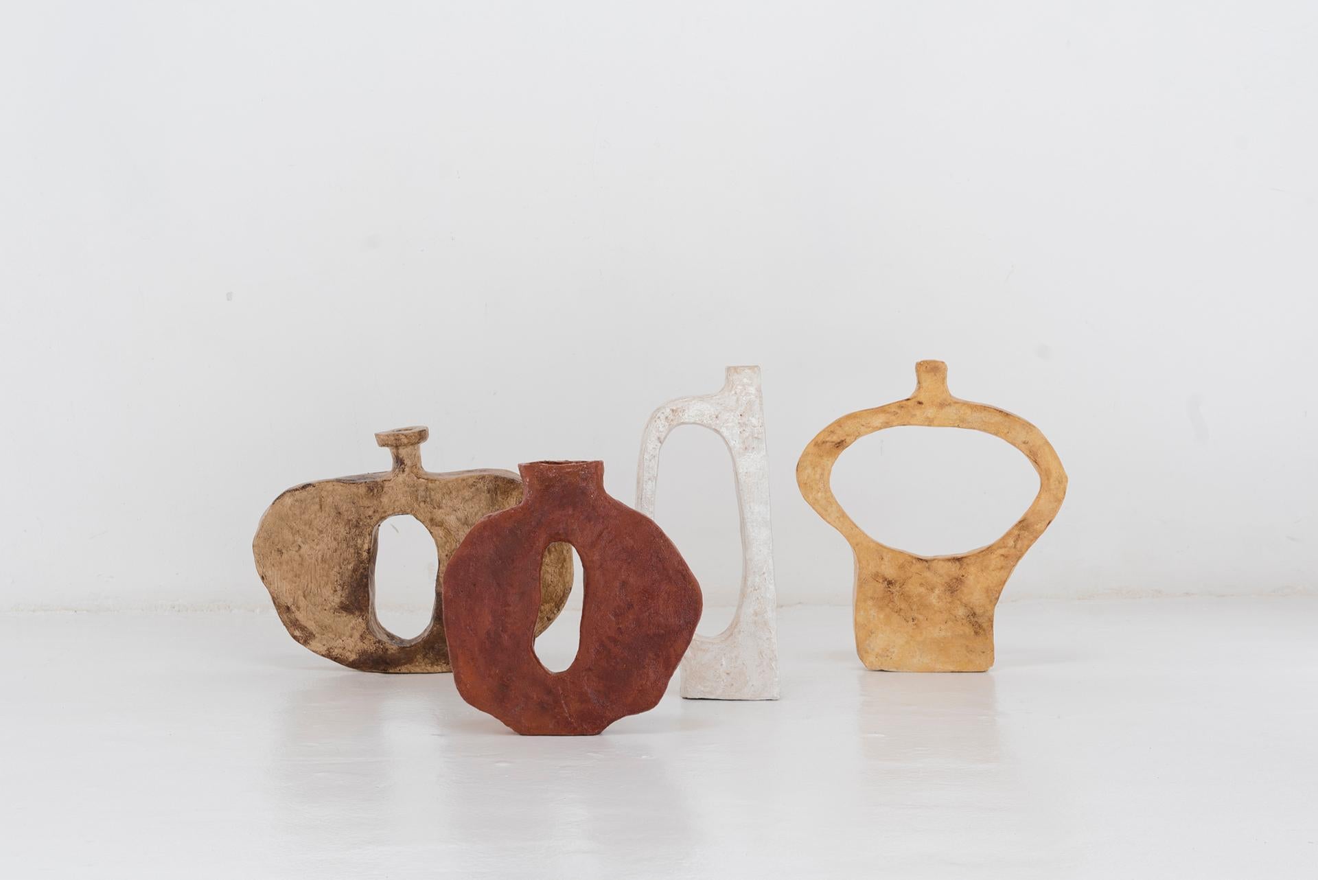 Contemporary Organic Plain Mute Brown Ceramic Vase, Body Large Opening by Willem Van Hooff For Sale