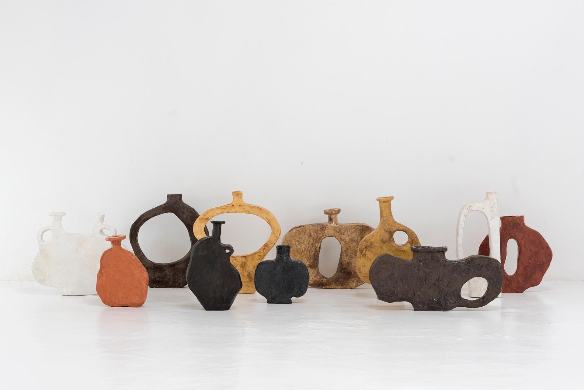 Organic Plain Mute Brown Ceramic Vase, Body Large Opening by Willem Van Hooff For Sale 2