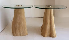 Organic Post-modern Wooden Steven Chase Side Tables, Pair
