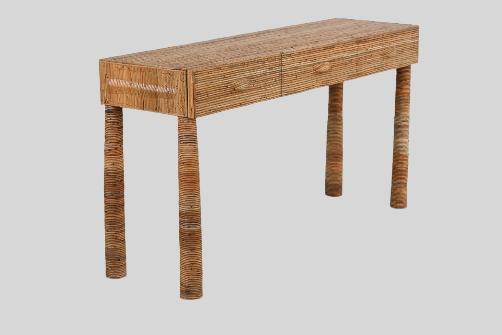 Organic Rattan Console Table with Integrated Drawers In New Condition For Sale In Oxford, GB