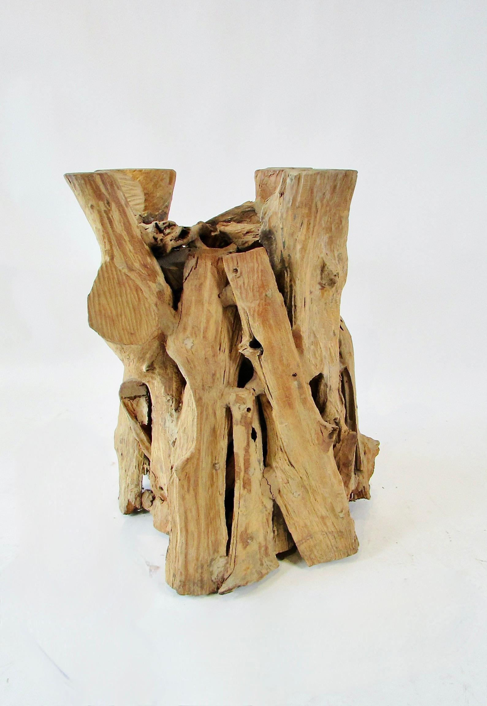 Raíz cruda ecológica y madera de deriva  mesa auxiliar escultura en venta 3