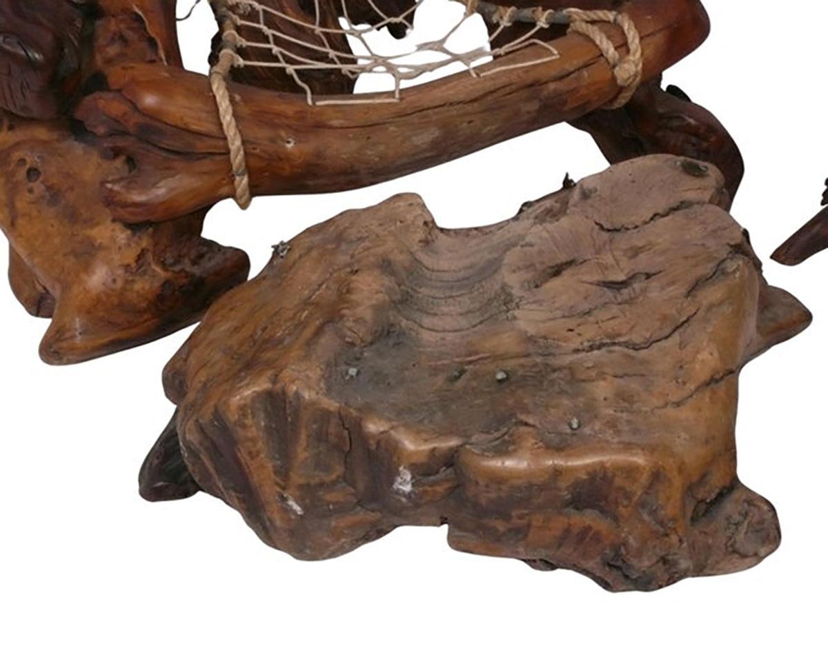 Americano Sedie e pouf organici in legno rosso di Ken Greene & Greene Sculptural Design in vendita