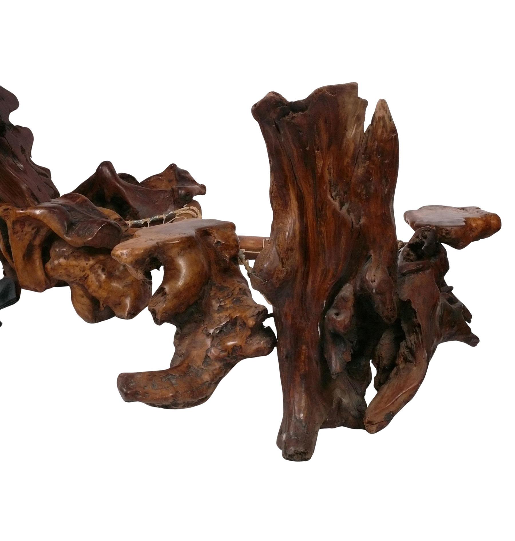 Fine XX secolo Sedie e pouf organici in legno rosso di Ken Greene & Greene Sculptural Design in vendita