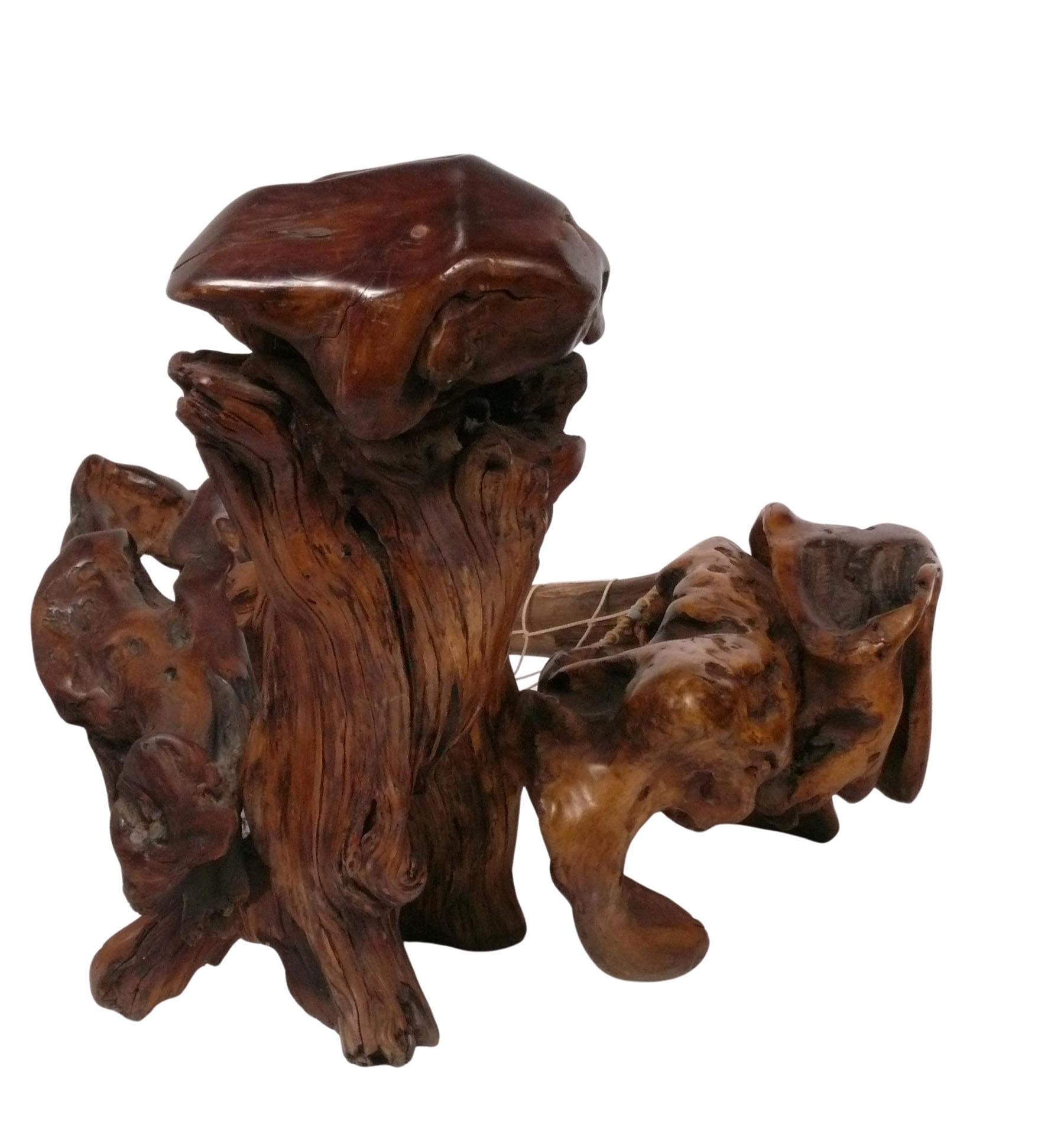 Legno Sedie e pouf organici in legno rosso di Ken Greene & Greene Sculptural Design in vendita