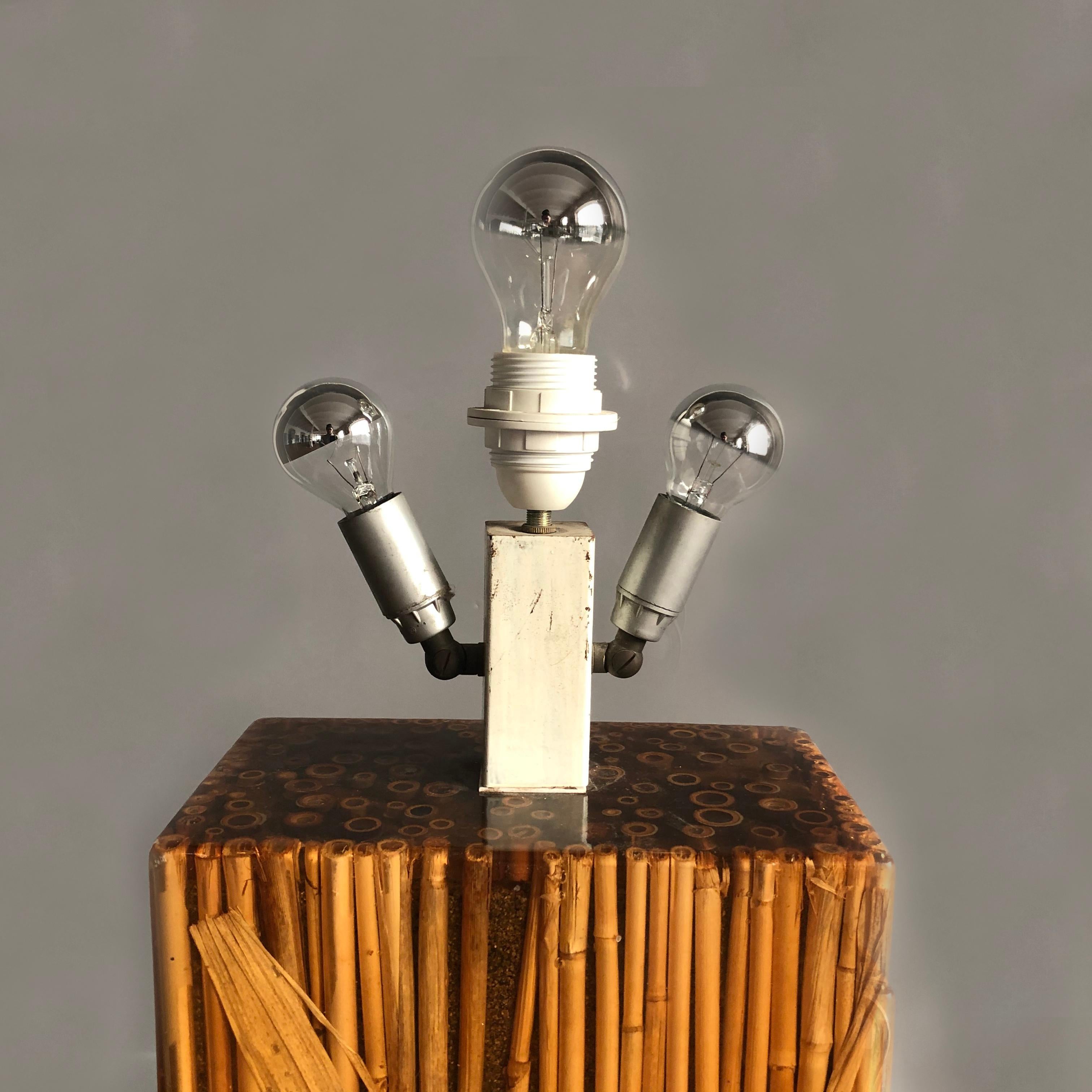 Gabriella Crespi Style Reed in Rasin Table Lamp Signed R.Marzi, Italy, 1970s For Sale 4