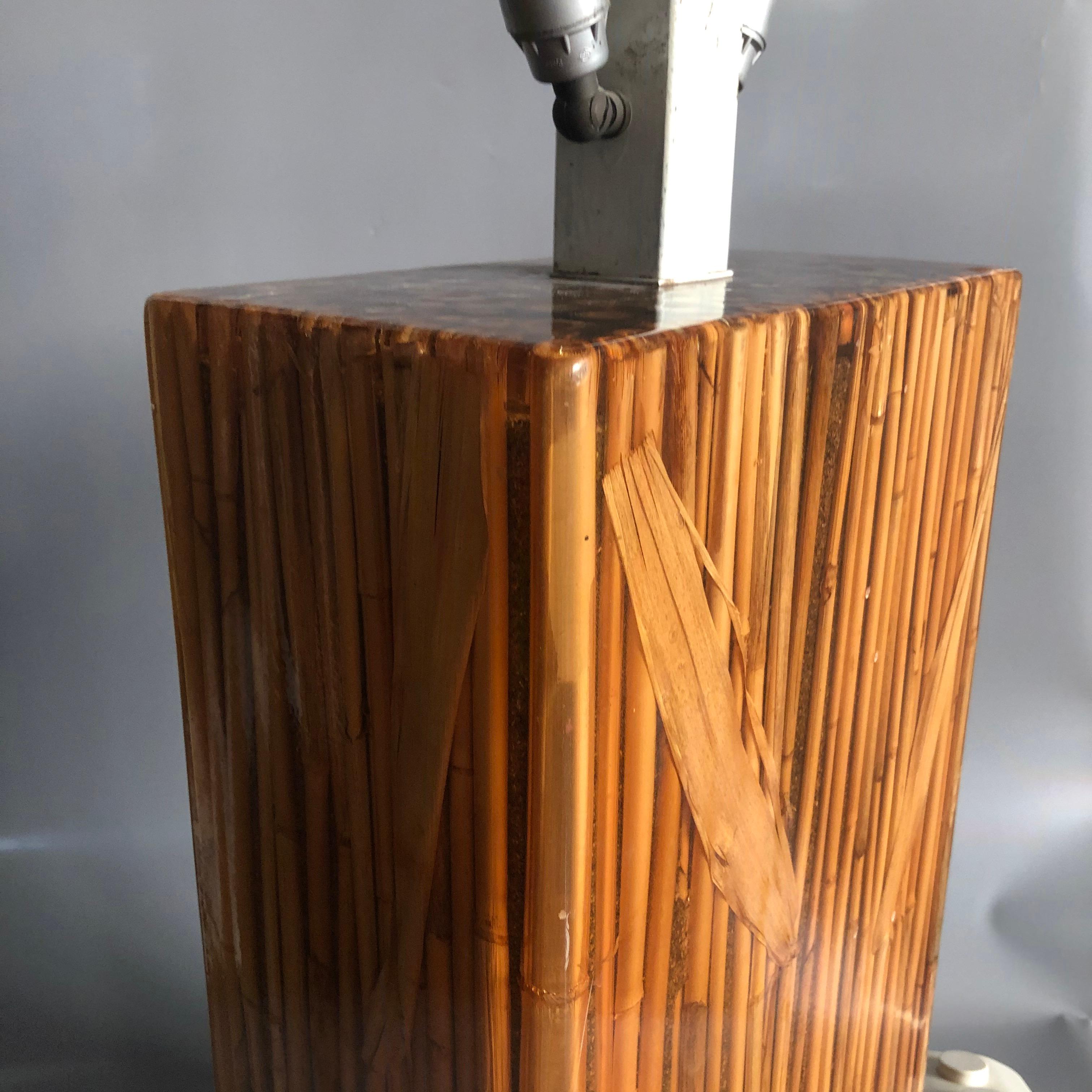 Gabriella Crespi Style Reed in Rasin Table Lamp Signed R.Marzi, Italy, 1970s For Sale 8