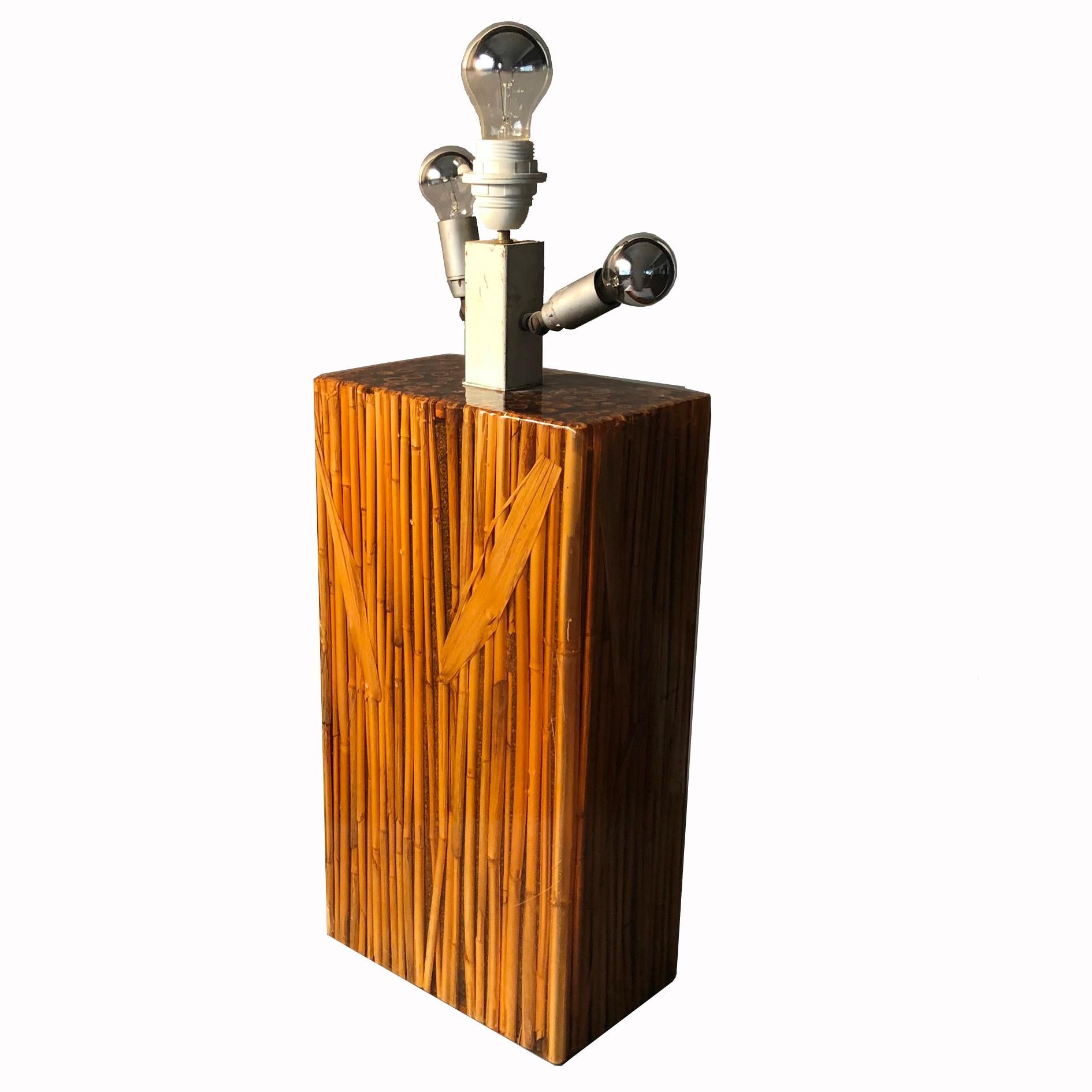 Elegant tall table or floor lamp signed Riccardo Marzi.
Three way switch. Working condition. 
Shade and lamp bulbs not included.
The hight of the base without light bulb fitting is 46 cm and max. height. 63 cm.