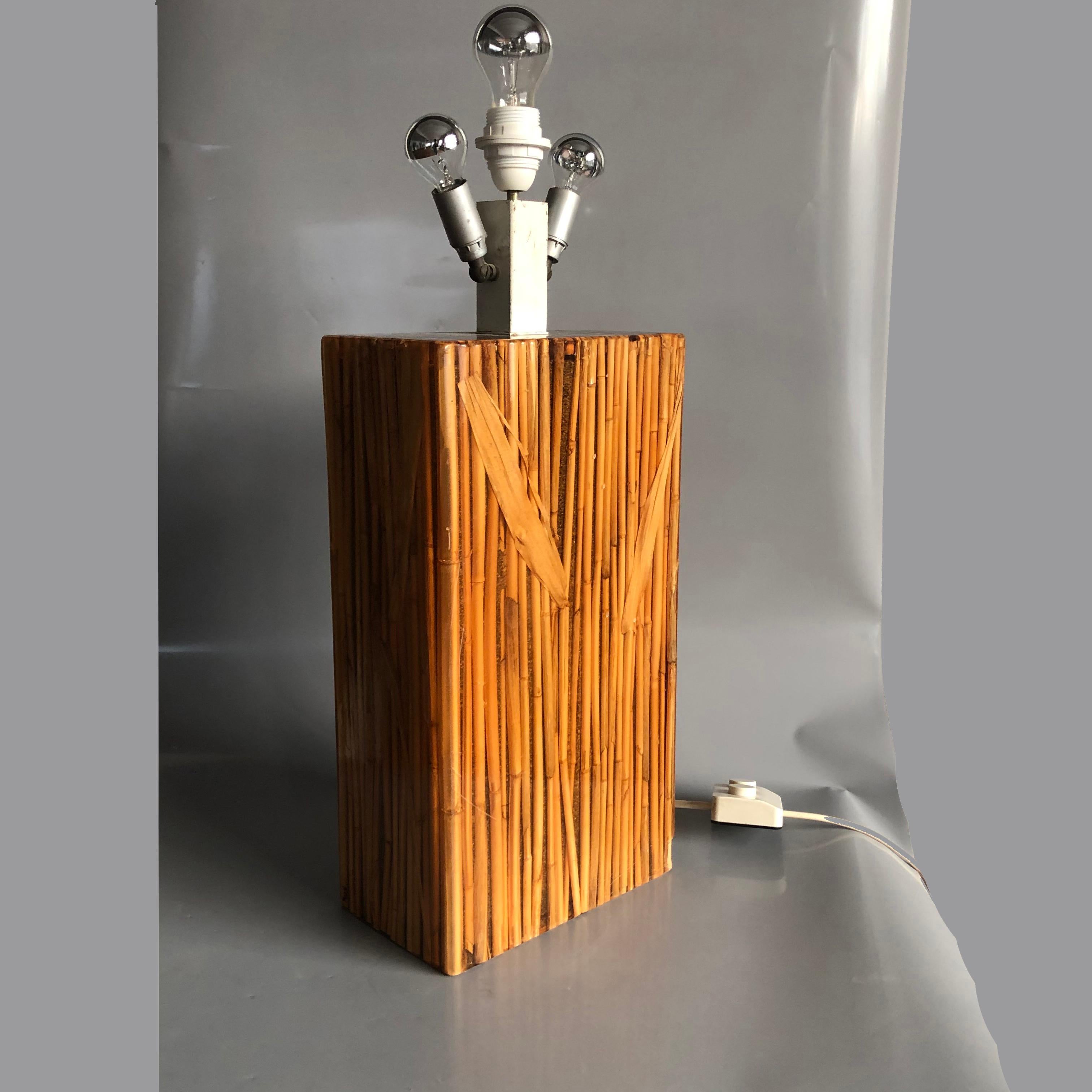 Gabriella Crespi Style Reed in Rasin Table Lamp Signed R.Marzi, Italy, 1970s In Good Condition For Sale In BUDAPEST, HU