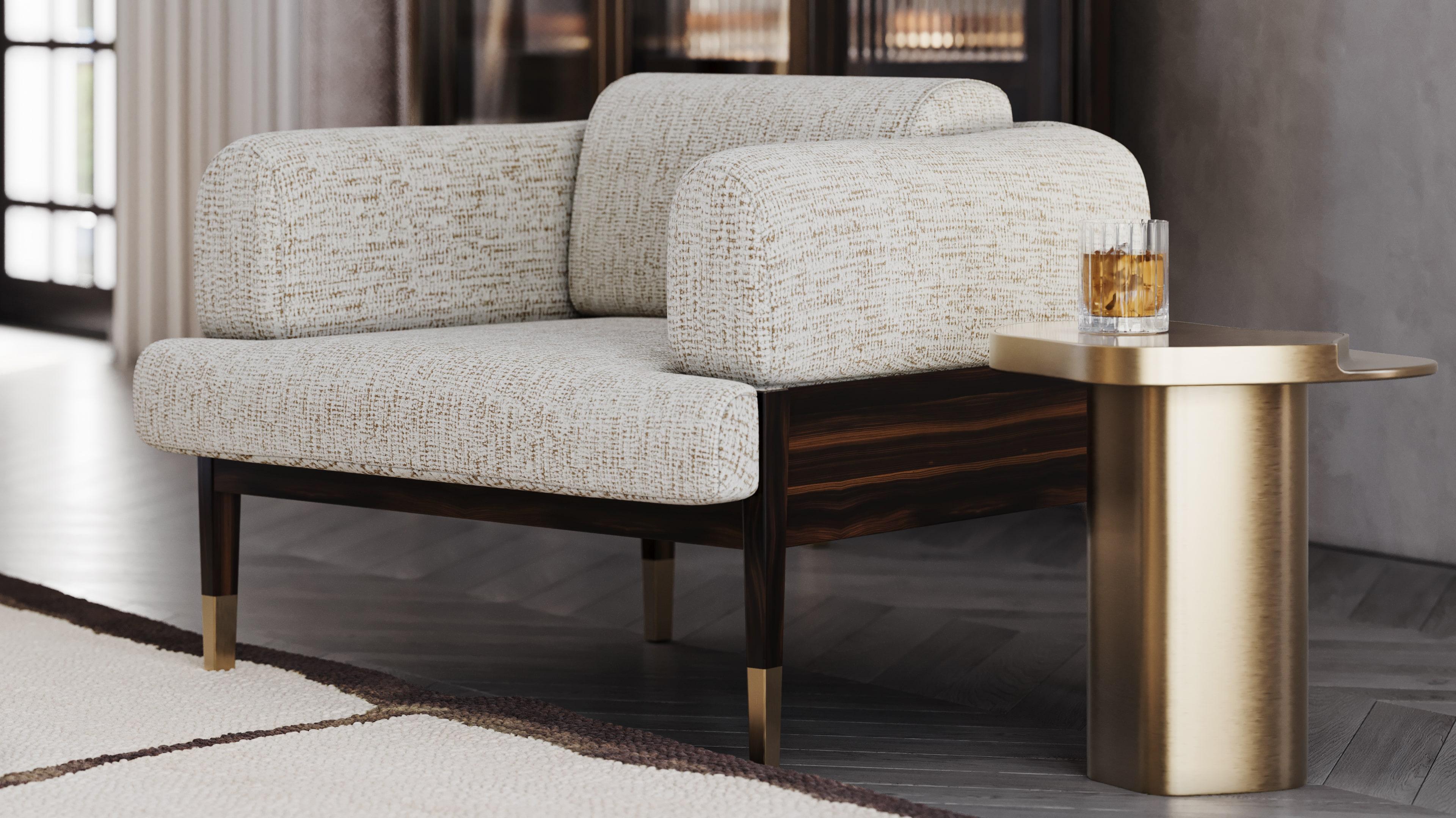 Mid-Century Modern Organic Retiva Side Table With Emperador Marble Top For Sale