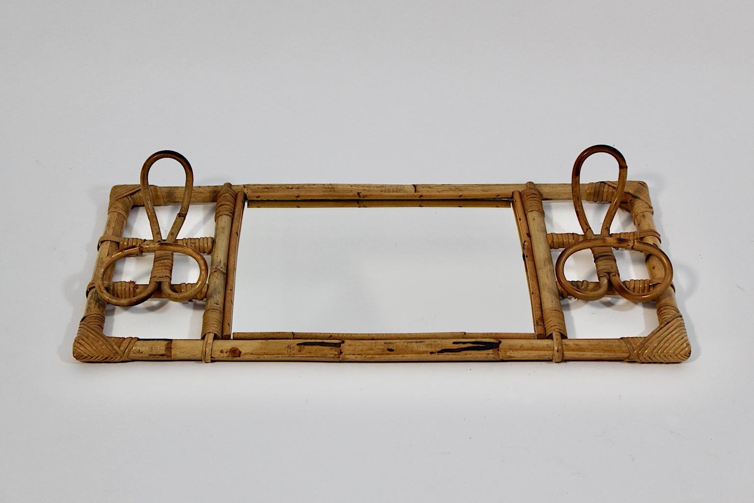 rattan mirror with hooks