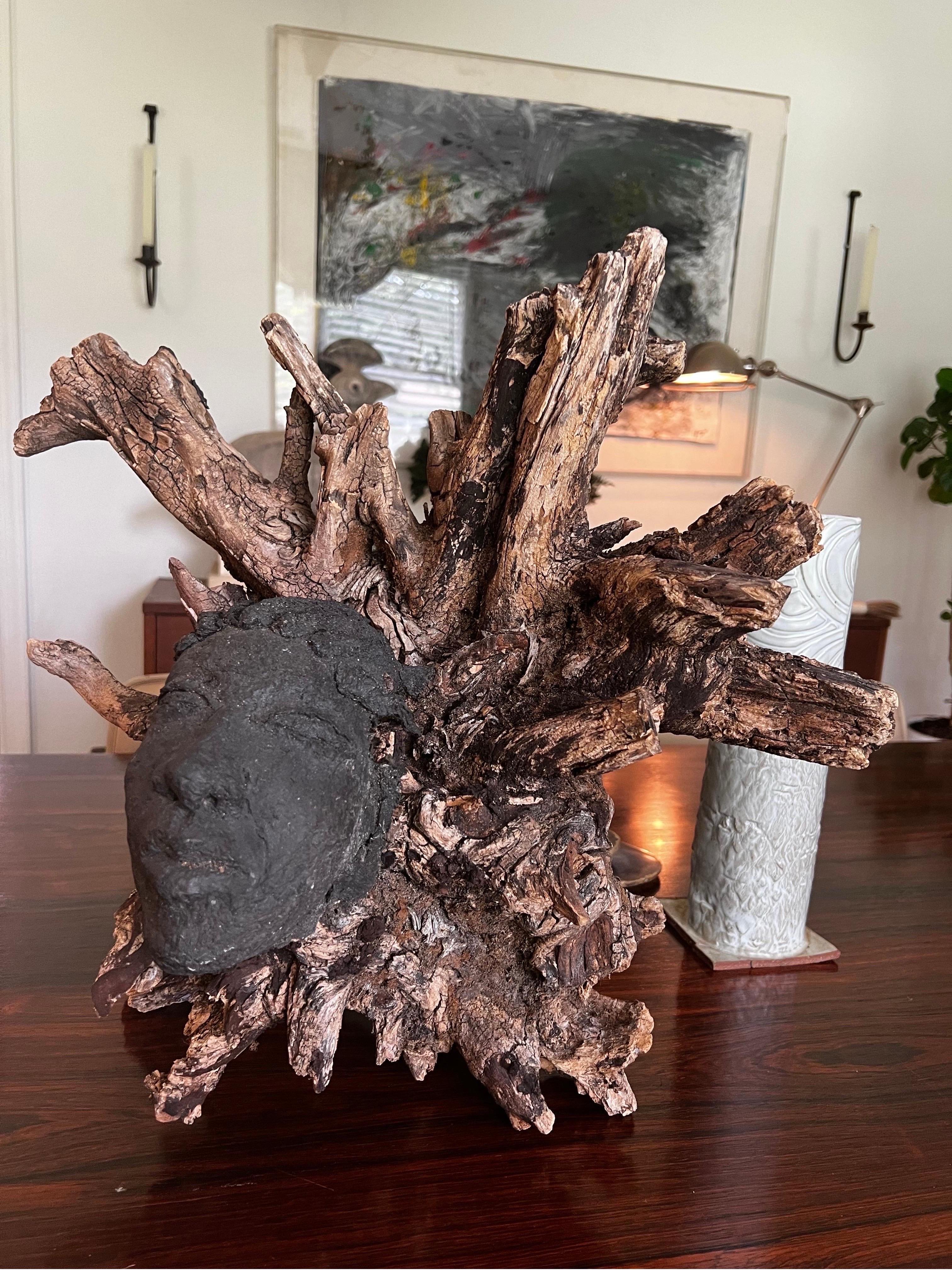 Escultura de Raíz Orgánica con Cara de Roca de Lava Fundida en Bastante bueno estado para la venta en Los Angeles, CA