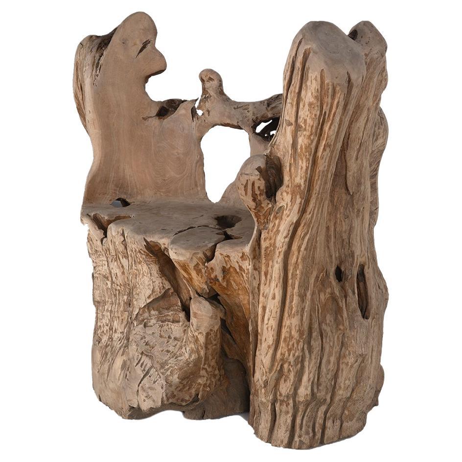 Tabouret d
extérieur en teck Organic Root Wood