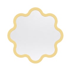 Organic Round Wall Hvyli Round Mirror with Sculptural Wavy Frame in Custom Color