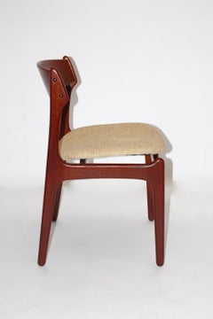 Organic Scandinavian Modern Vintage Six Brown Teak Dining Chairs Erik Buch 1960s
