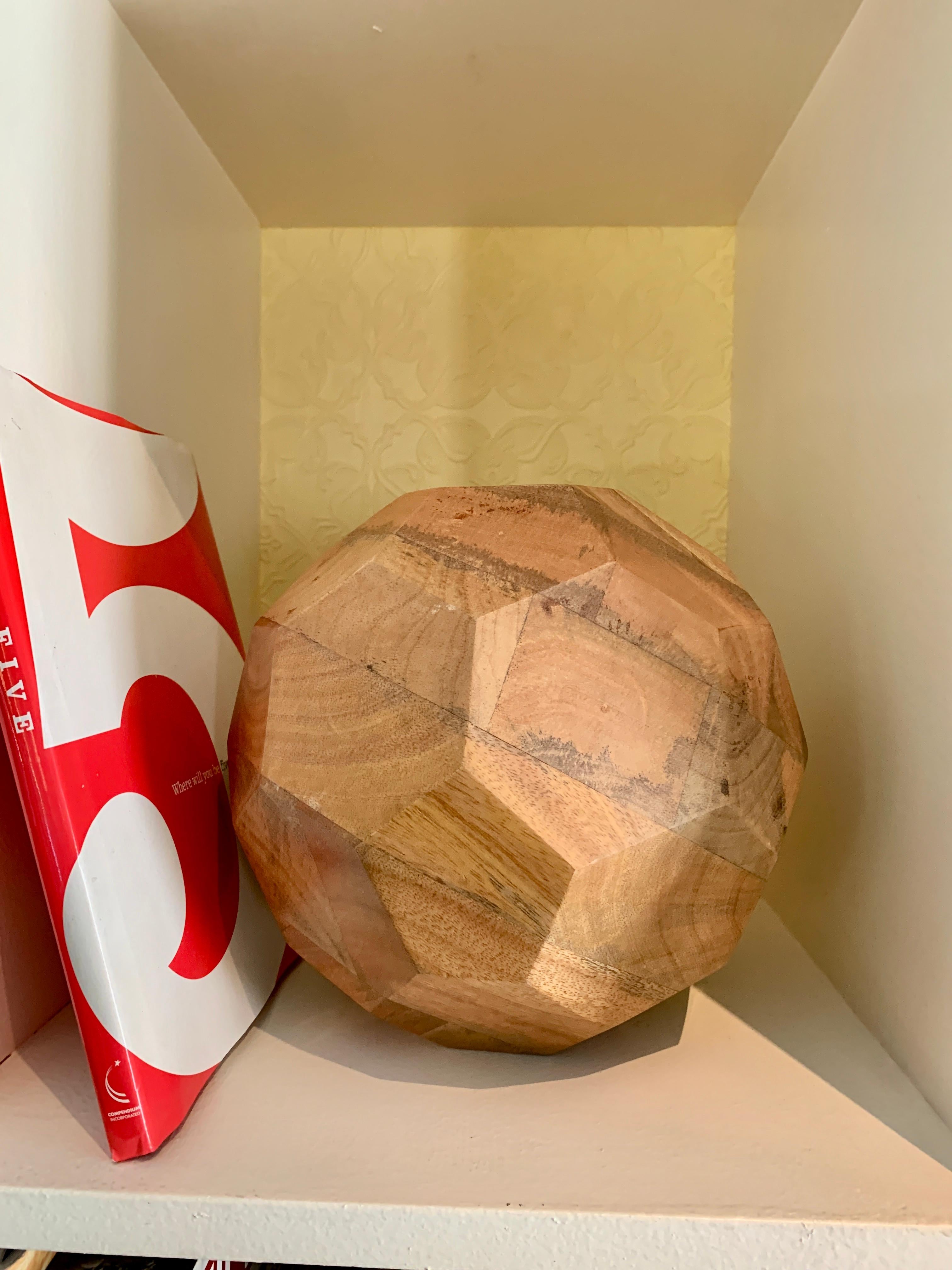 Organic Modern Organic Sculpted Handcut Wooden Sphere