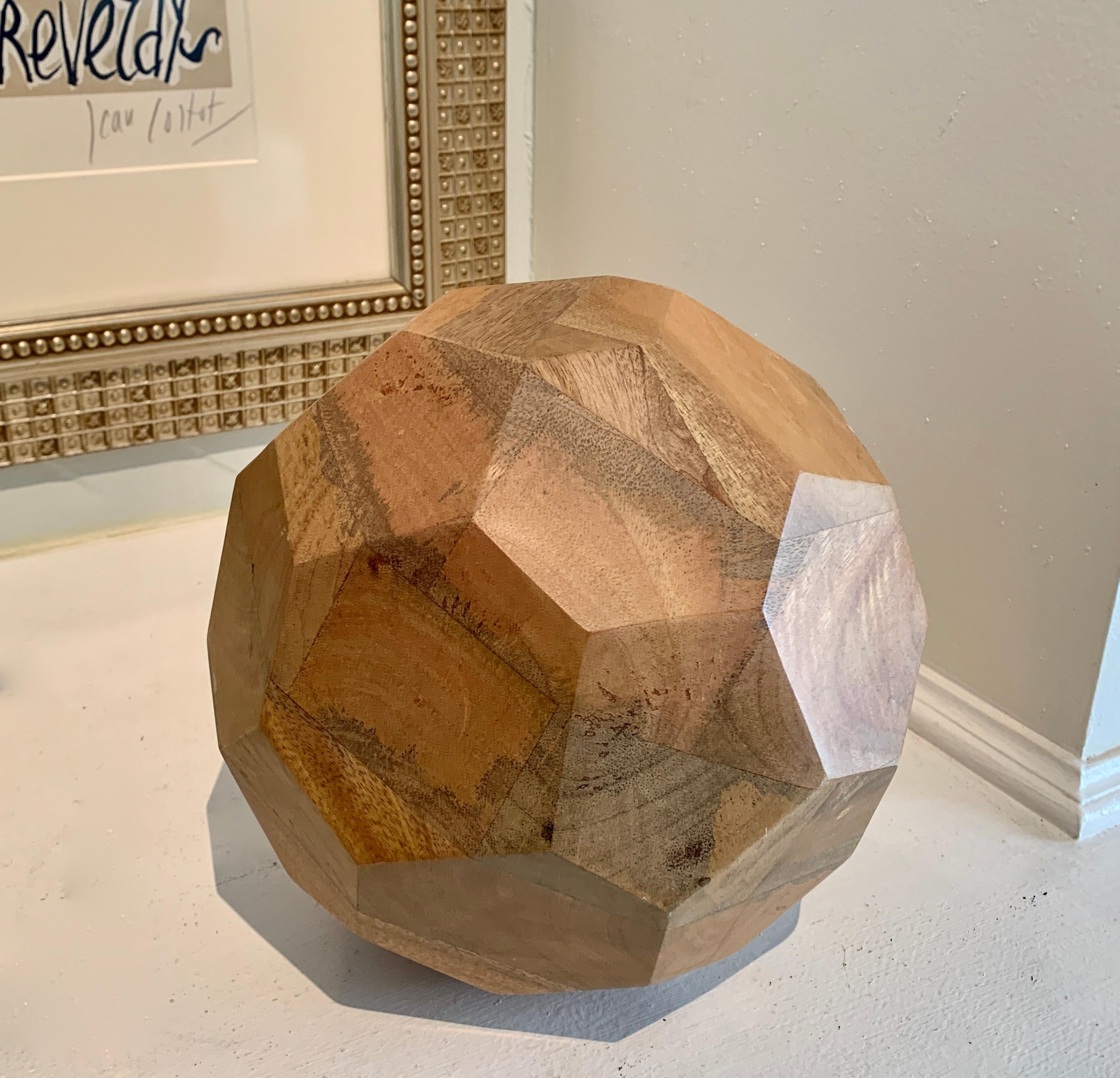 Hand-Carved Organic Sculpted Handcut Wooden Sphere