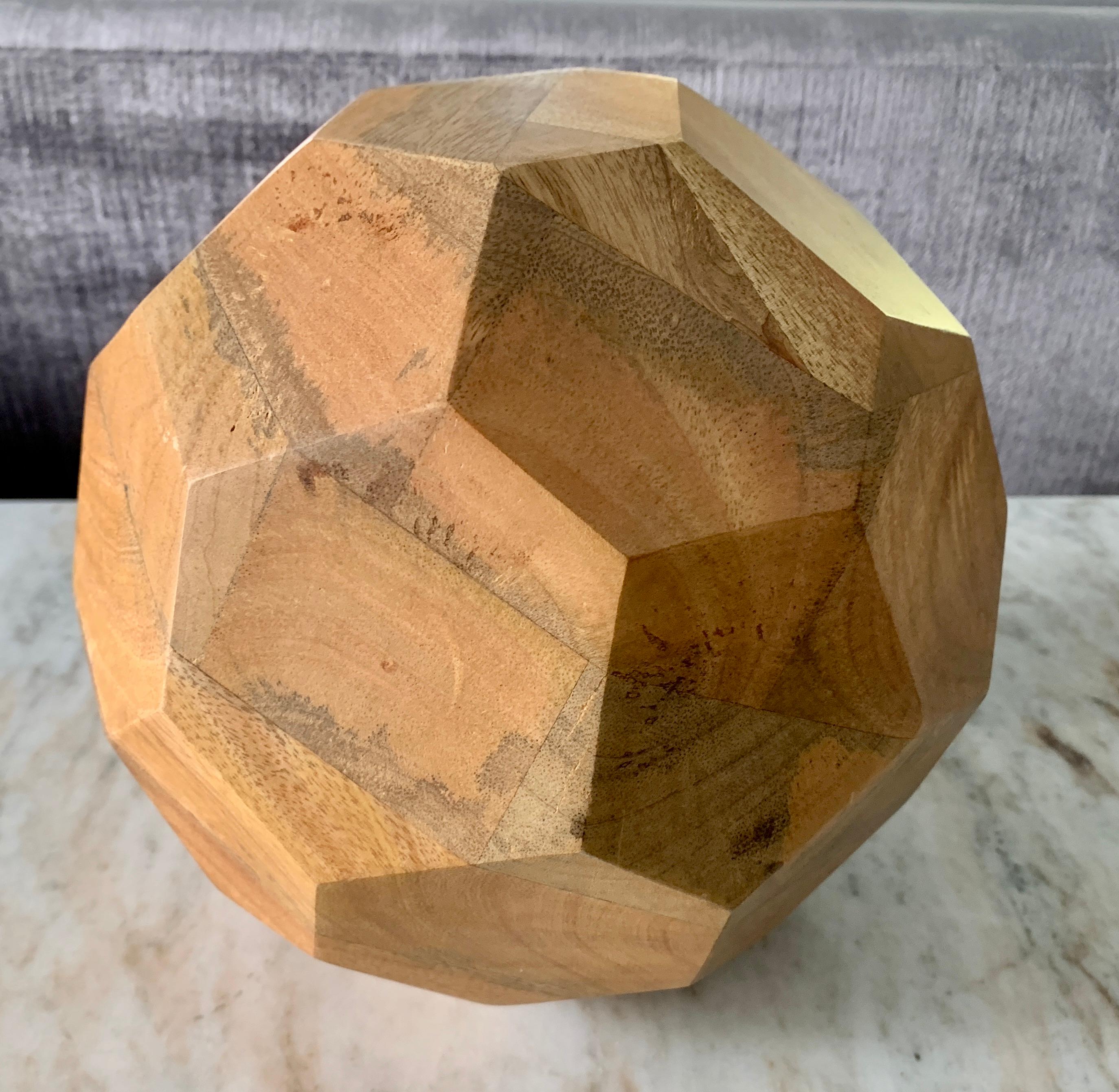 Organic Sculpted Handcut Wooden Sphere In Good Condition In Los Angeles, CA