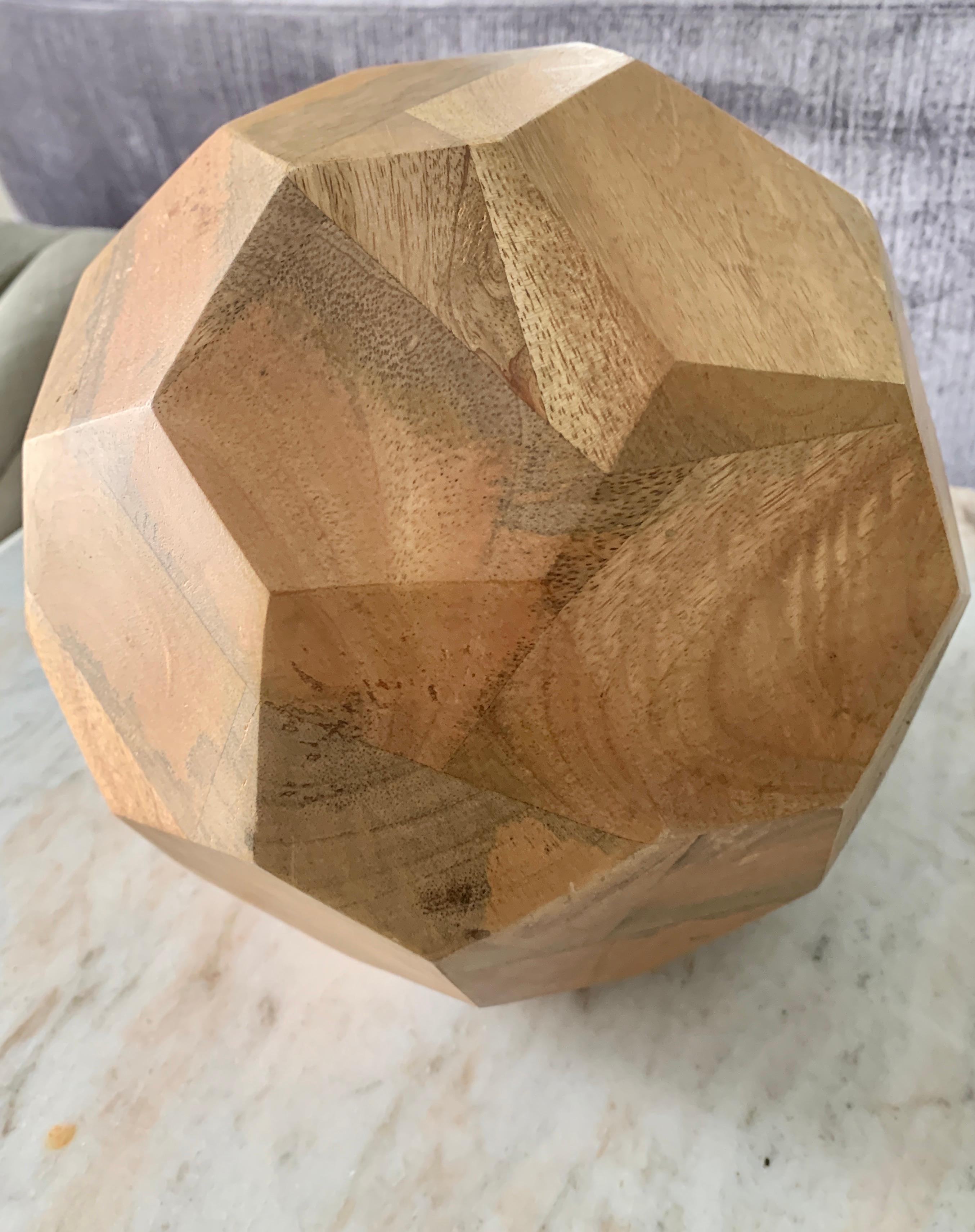 20th Century Organic Sculpted Handcut Wooden Sphere