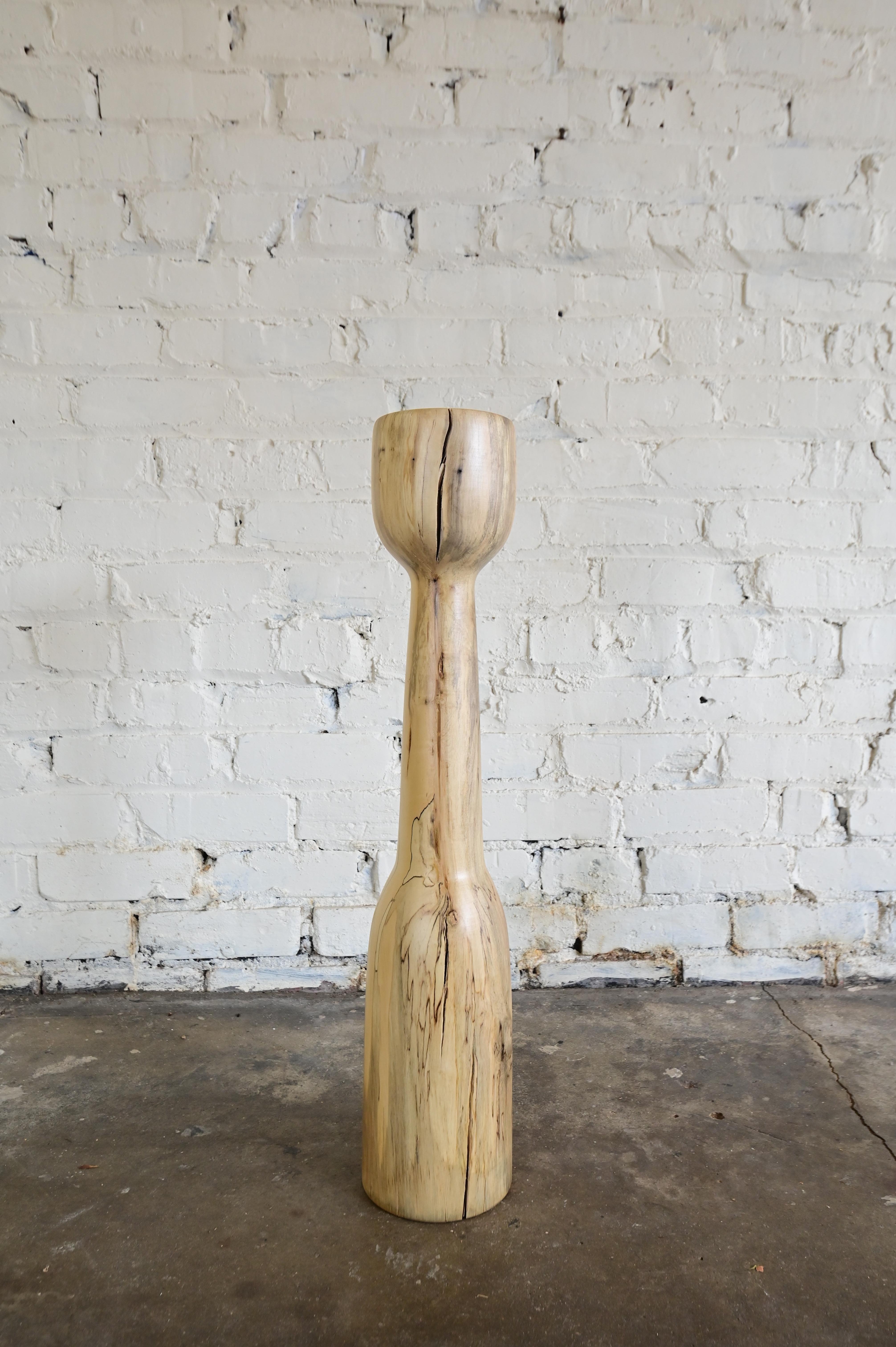 Organic Sculpted Wood Floor Vase For Sale 4