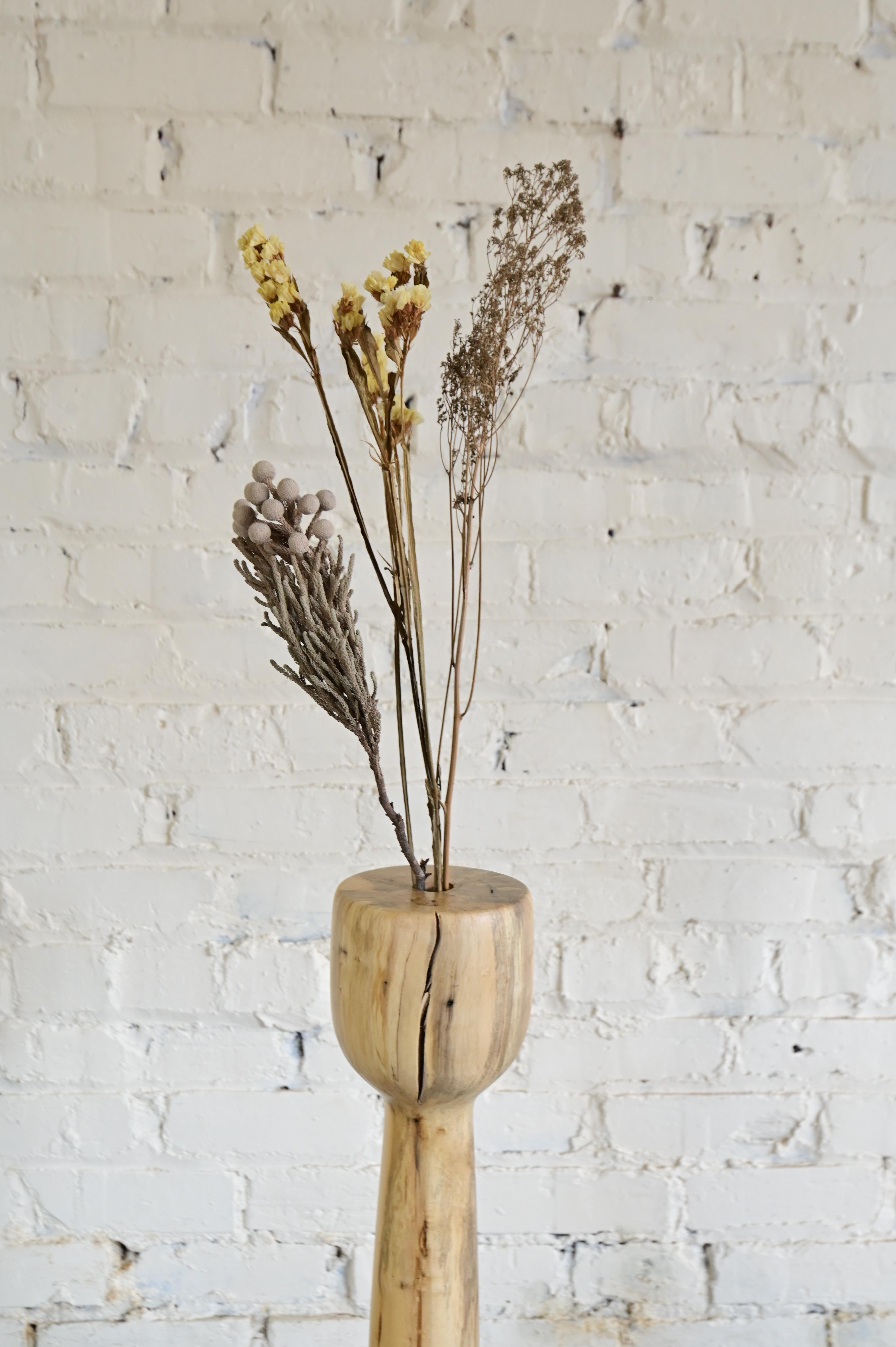 Carved Organic Sculpted Wood Floor Vase For Sale