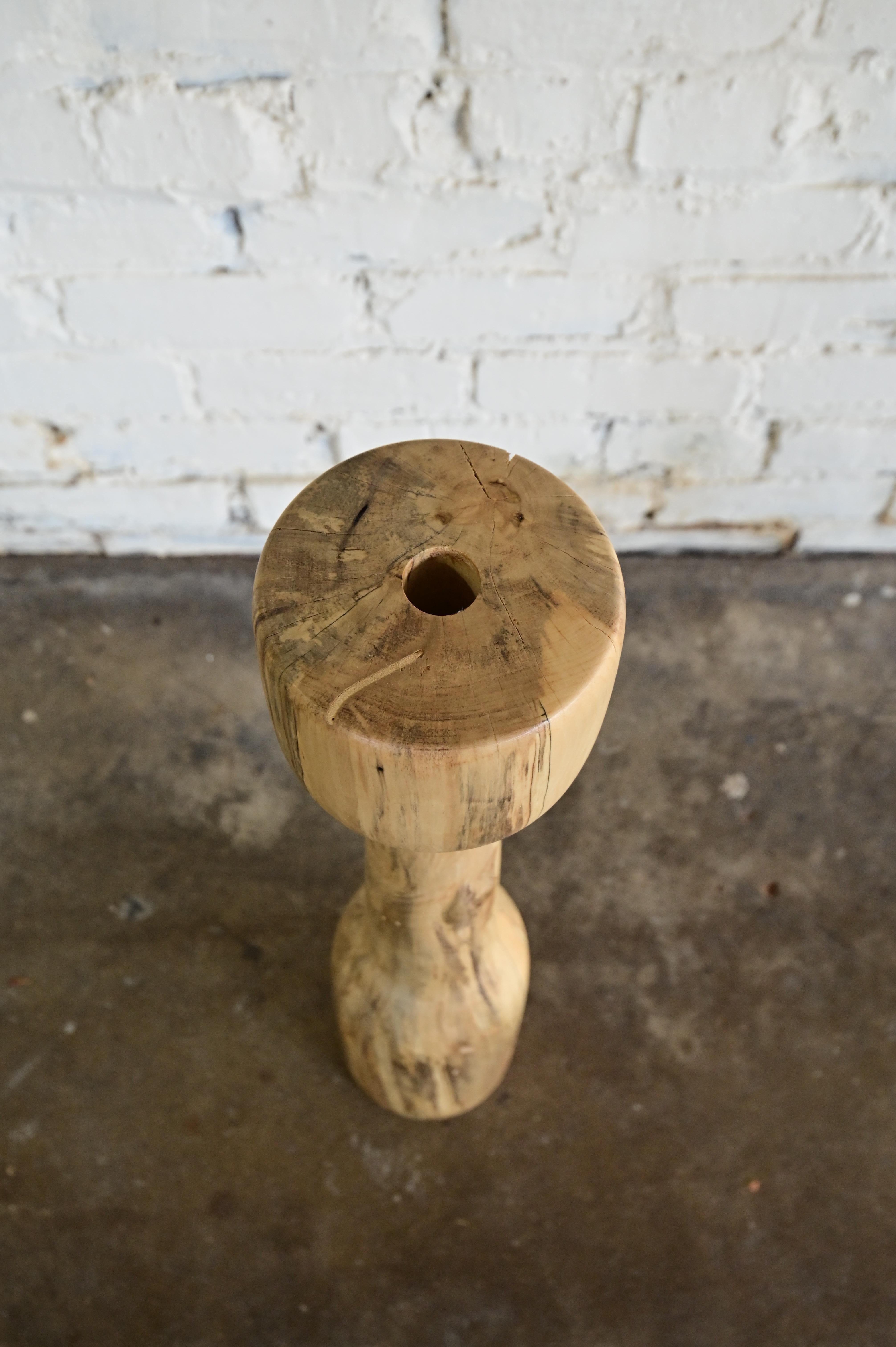 Contemporary Organic Sculpted Wood Floor Vase For Sale