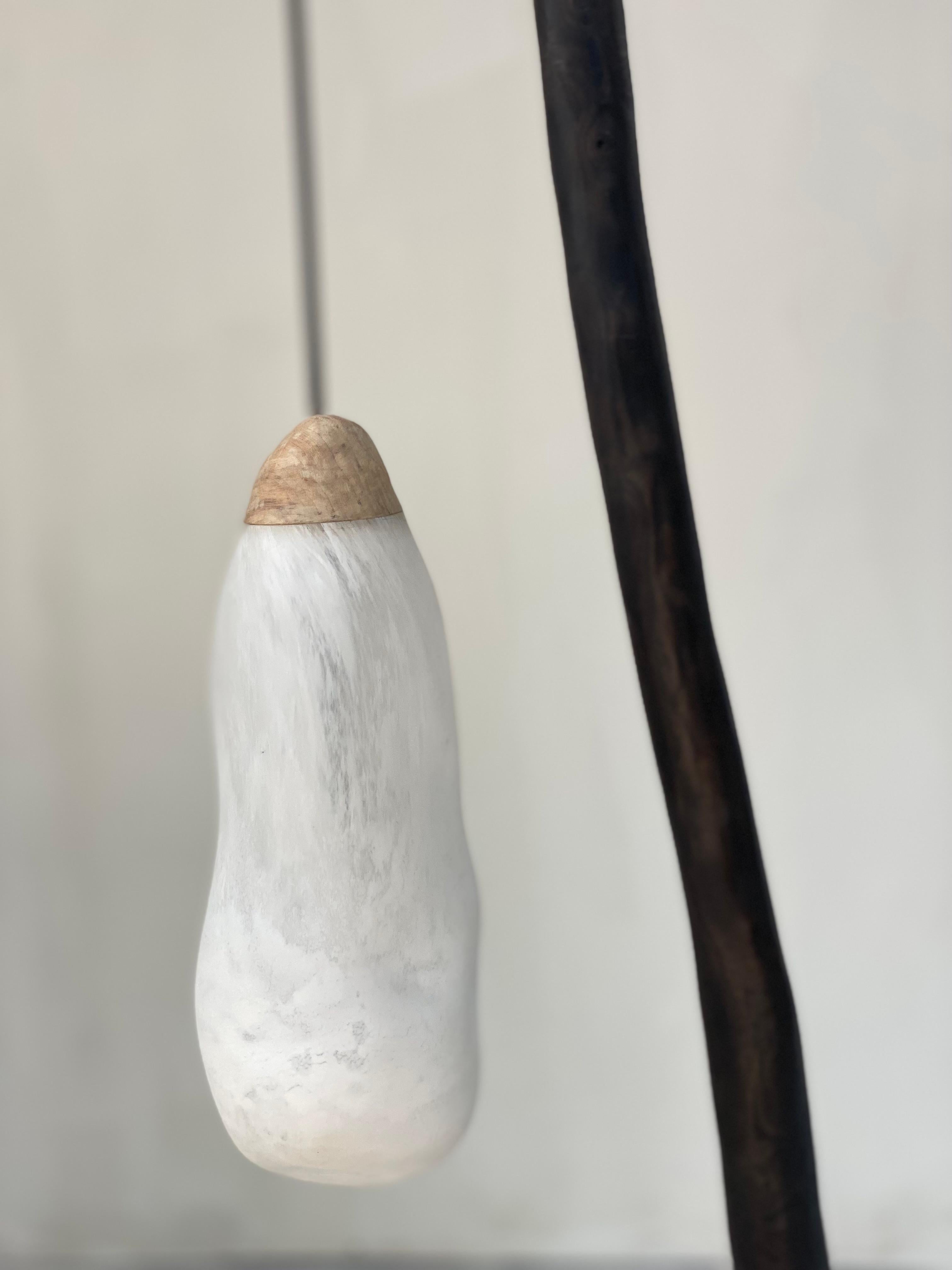 Organische skulpturale schwarze holz & glas Contemporary stehlampe von Jérôme Pereira im Angebot 5
