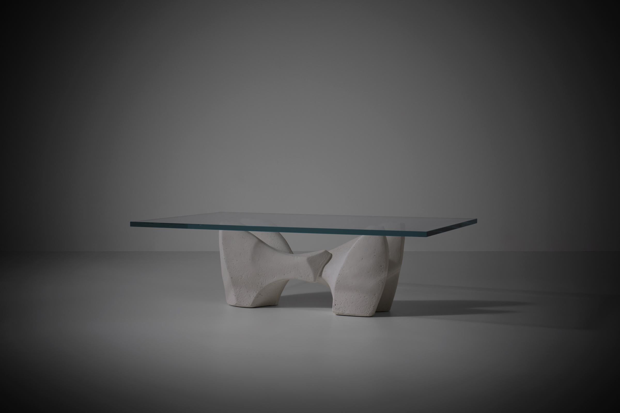 Italian Organic sculptural concrete coffee table, Italy 1970s For Sale
