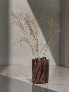 Organic Sculptural Metal Vase – Nature-Formed Abstract Vessel, Brutalist Style