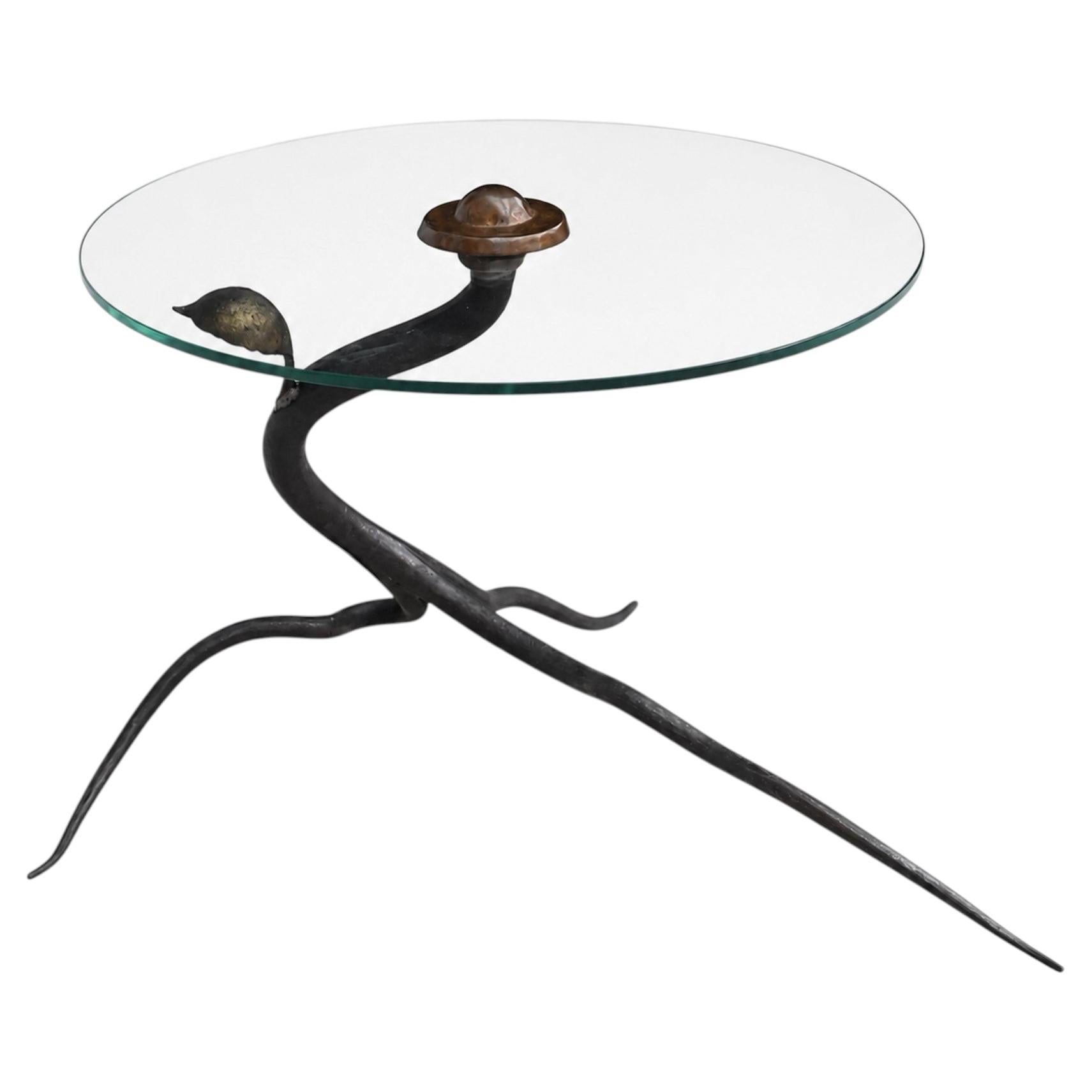 Organic sculptural mid-20th Century cast iron side table For Sale