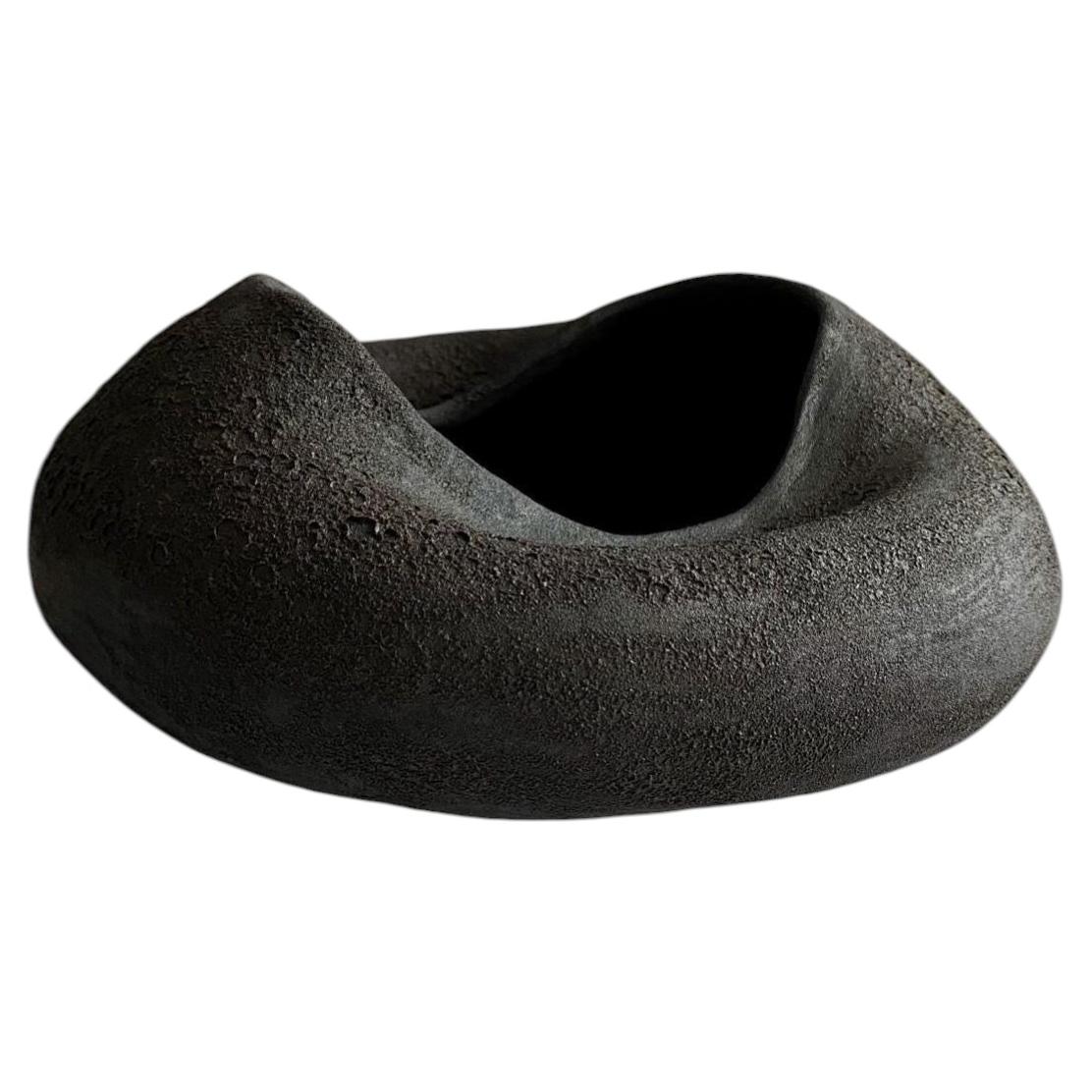 Organic Sculptural Modern Minimalist Black Ceramic Medium Vase by Maku Ceramic