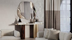 Organic Sculptural Rowan Console With Emperador Marble