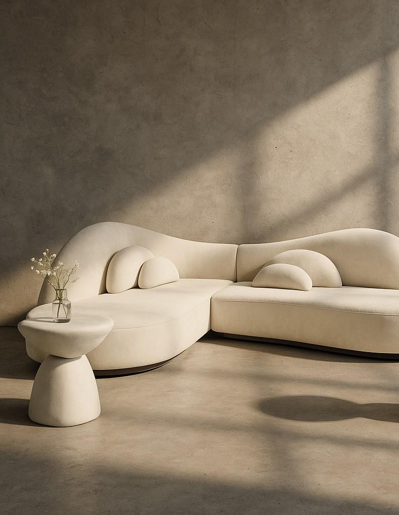 Portoghese Tavolino organico scultoreo con finitura in gesso opaco di JLC in vendita