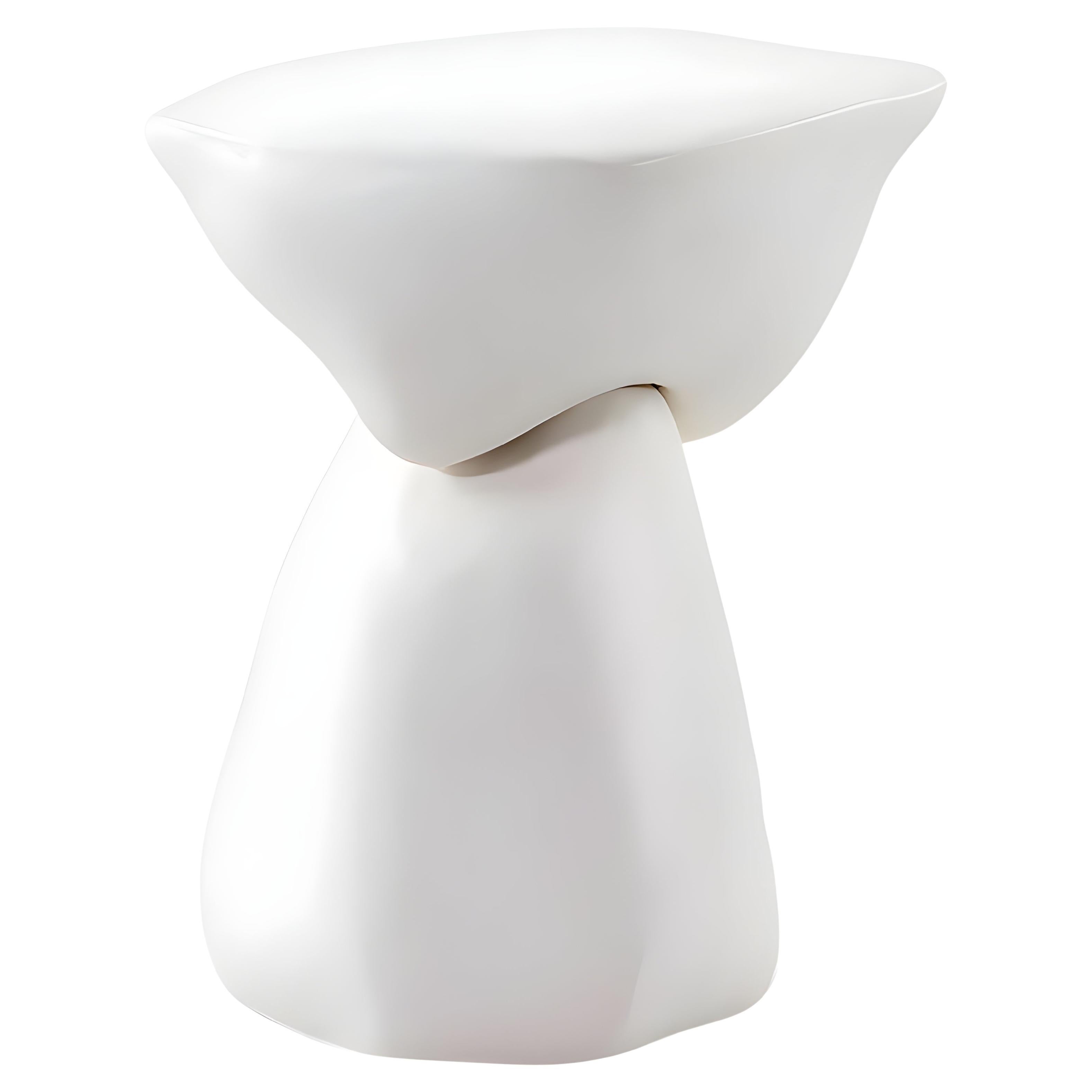 Table d'appoint organique sculpturale en plâtre mat JLC