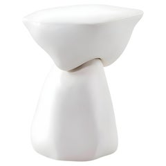Organic Sculptural Side Table in Matte Plaster Finish By José Castro