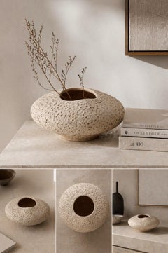 Organic Sculptural Stoneware Vessel with Volcanic Texture – Contemporary Ceramic