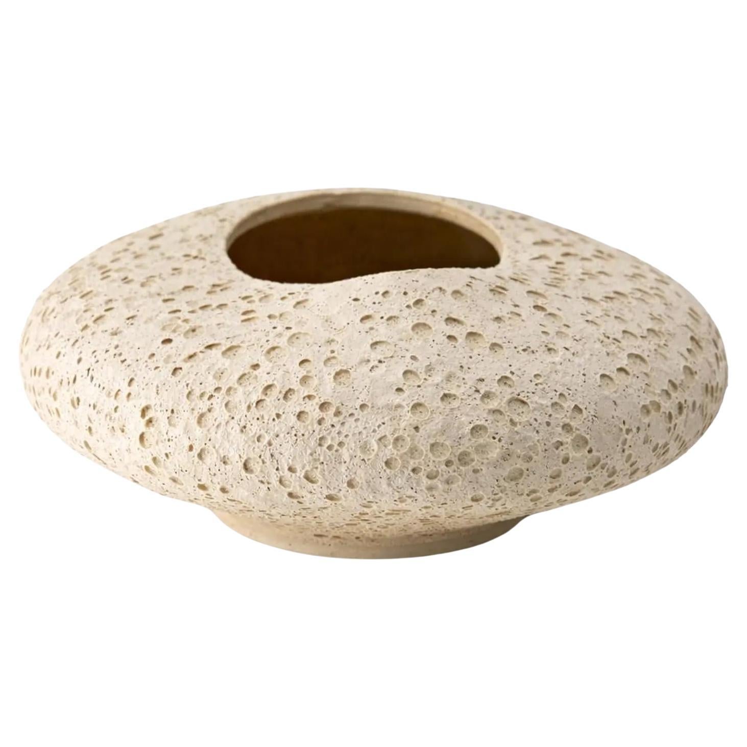 Organic Sculptural Stoneware Vessel with Volcanic Texture – Contemporary Ceramic