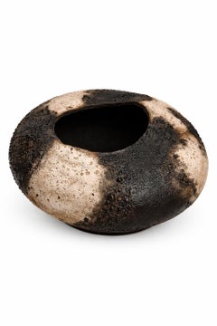 Organic Sculptural Stoneware Vessel with Volcanic Texture, Handmade Ceramic