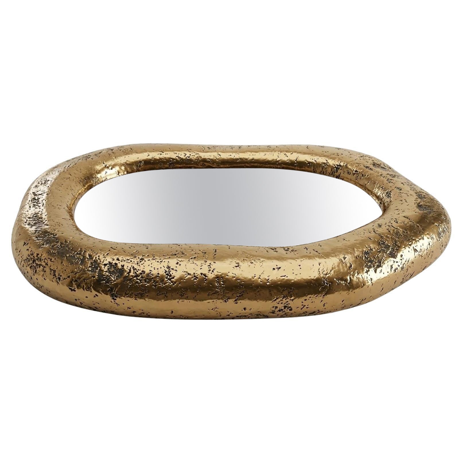 Organic Sculptural Wall Mirror in Polished Bronze Finish By Sidani Design