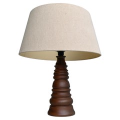 Organic Sculptural Wooden Table Lamp with Creme White Shade, 1960's